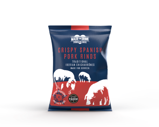 Crispy Spanish Pork Rinds (Chicherrónes) | Available in 24pk Clip Strips or 100g Catering pks | 34% - 79% Gross Margin