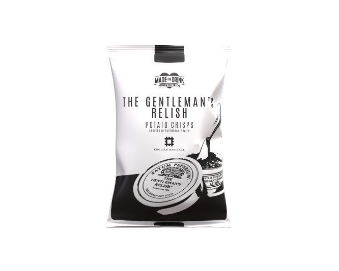 A 40g pack of Made For Drink's The Gentleman's Relish potato crisps